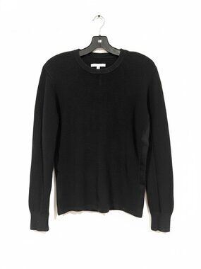 Ovadia & Sons Black Waffle Knit Pullover Sweater Long Sleeve Crew Neck Designer